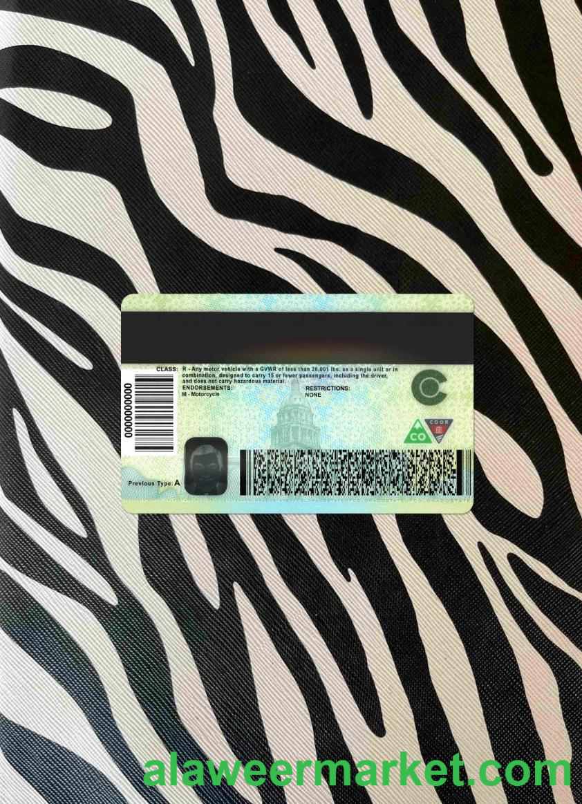 USA Colorado driving license version 2 photolook BACK